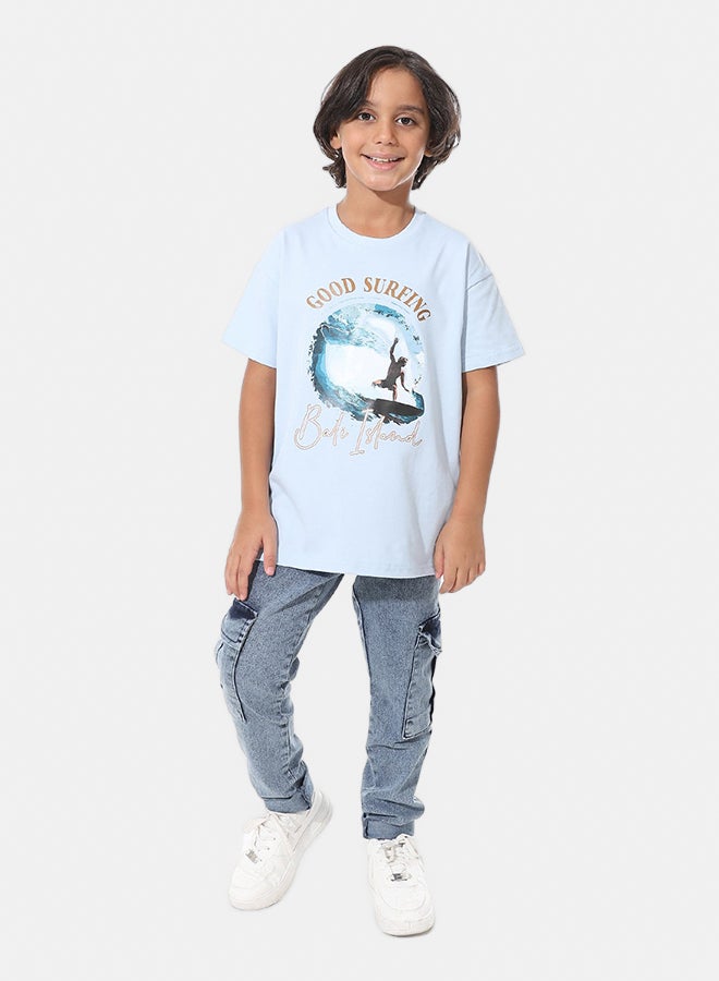 Andora Short Sleeves Printed Boys Oversized T-Shirt_Baby Blue - Image 5
