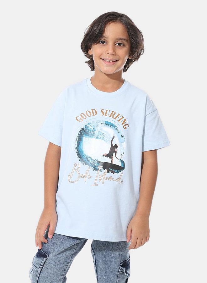 Andora Short Sleeves Printed Boys Oversized T-Shirt_Baby Blue - Image 1