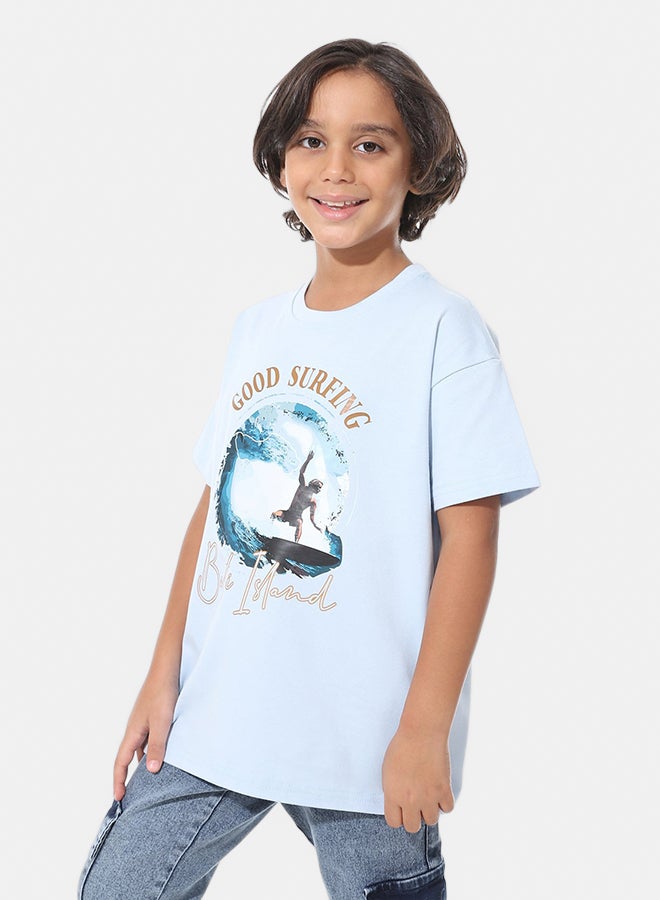 Andora Short Sleeves Printed Boys Oversized T-Shirt_Baby Blue - Image 2