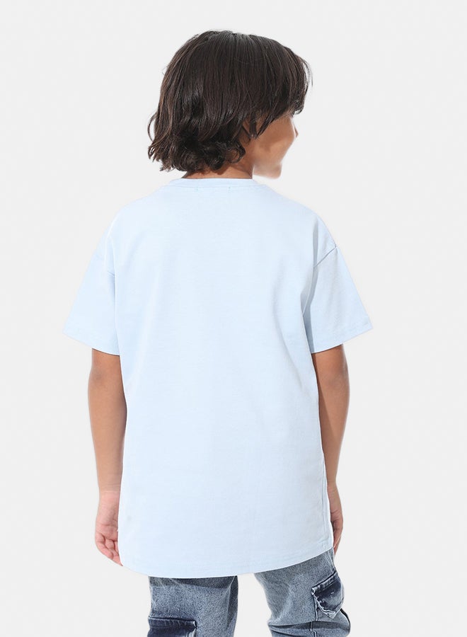 Andora Short Sleeves Printed Boys Oversized T-Shirt_Baby Blue - Image 4