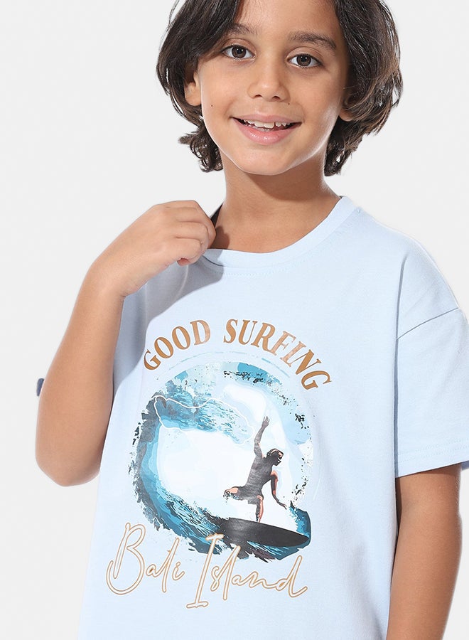 Andora Short Sleeves Printed Boys Oversized T-Shirt_Baby Blue - Image 3