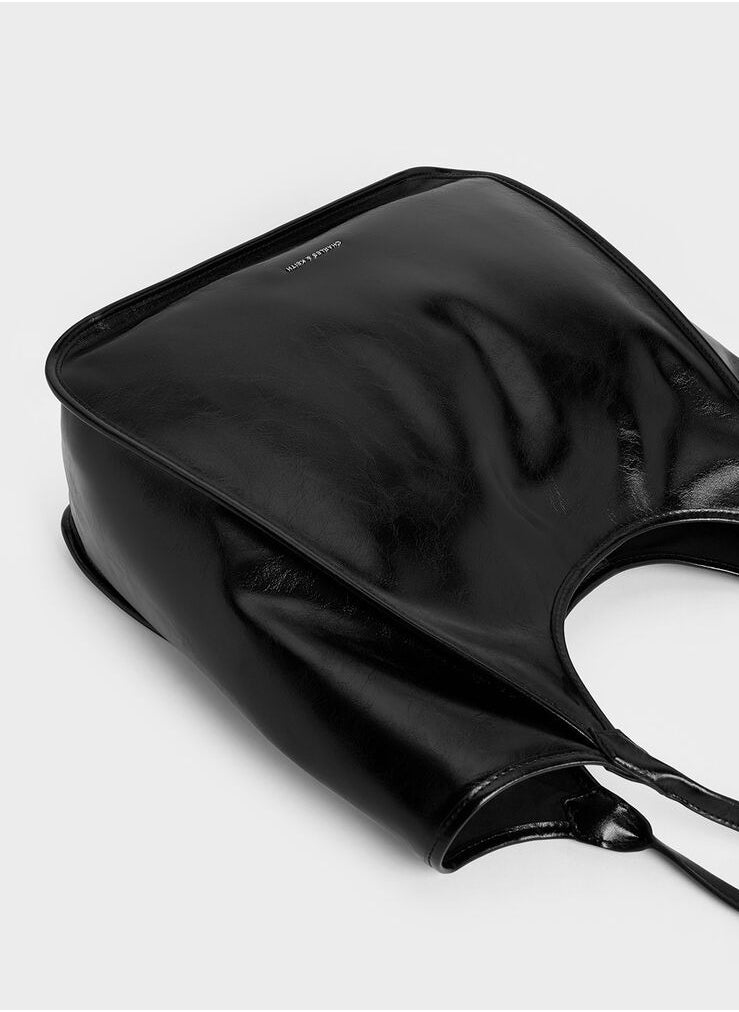 Charles & Keith Charles & Keith Siana Metallic Crinkle Effect Slouchy Tote Bag  - Image 4