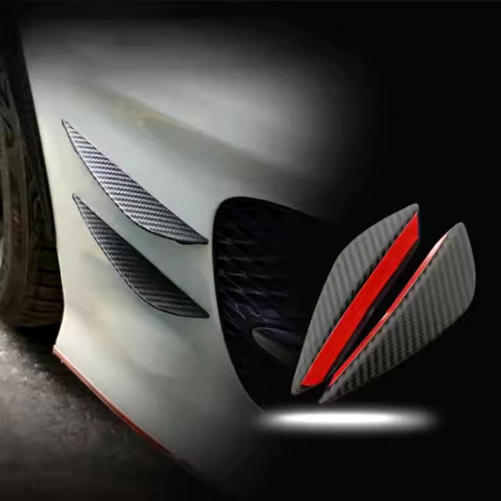 AutoBizarre Car Front Bumper Lip Splitter Fins Carbon Fiber Rubber Rear Diffuser- Set of 4 Pcs Bumper Knife - Image 2