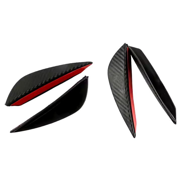 AutoBizarre Car Front Bumper Lip Splitter Fins Carbon Fiber Rubber Rear Diffuser- Set of 4 Pcs Bumper Knife - Image 3
