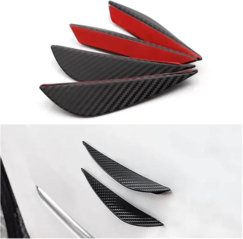 AutoBizarre Car Front Bumper Lip Splitter Fins Carbon Fiber Rubber Rear Diffuser- Set of 4 Pcs Bumper Knife - Image 1