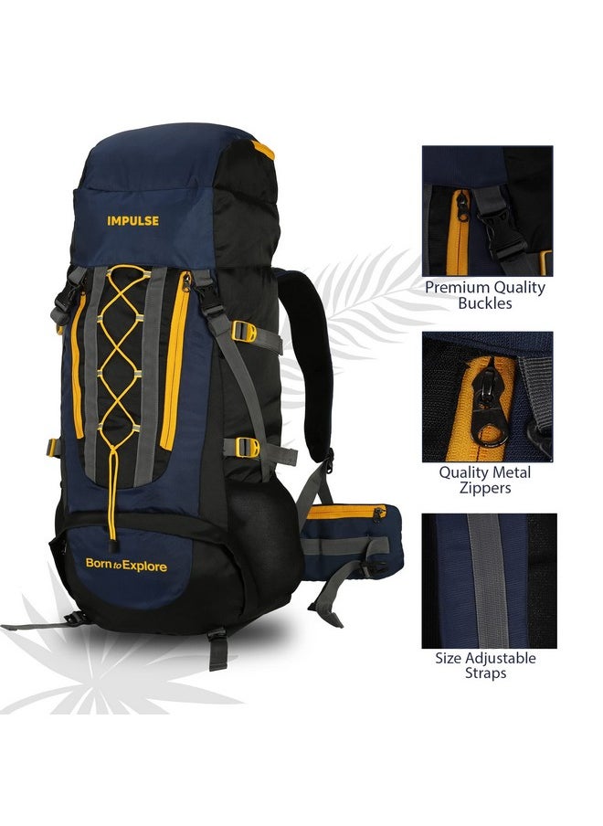 Impulse Impulse Loops Rucksack bags 75 litres travel bag for men tourist bag for travel backpack for hiking trekking Bag for men camping with 1 year Warranty(Blue)  - Image 3