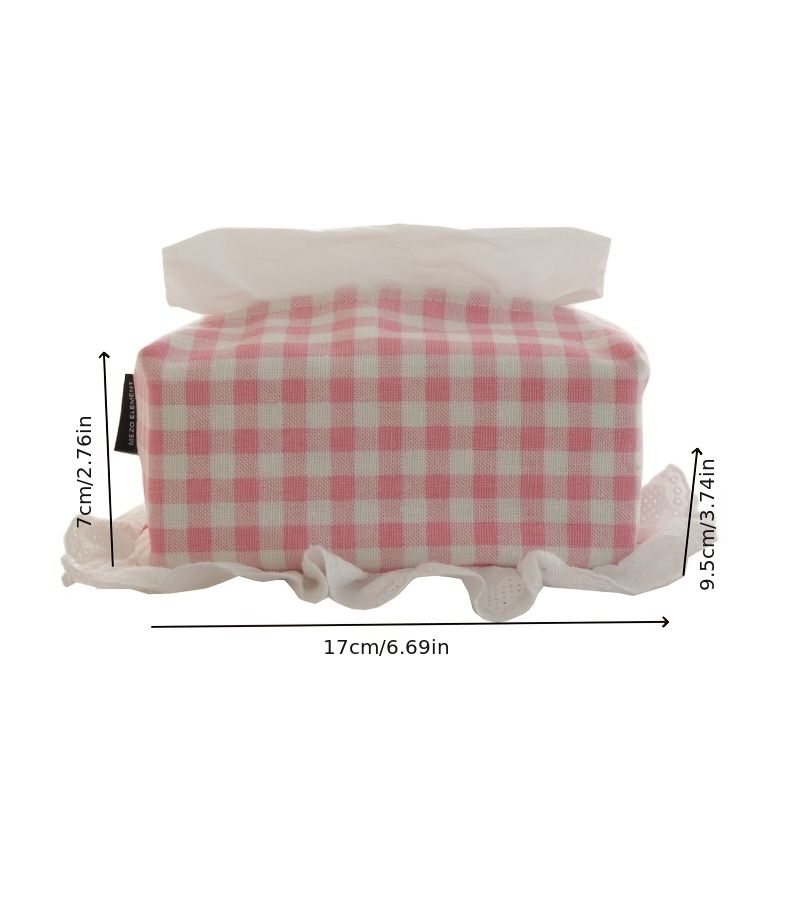 Creative Pink Stripes Tissue Box With Lace Edges For Living Room Bedroom And Car - Image 3