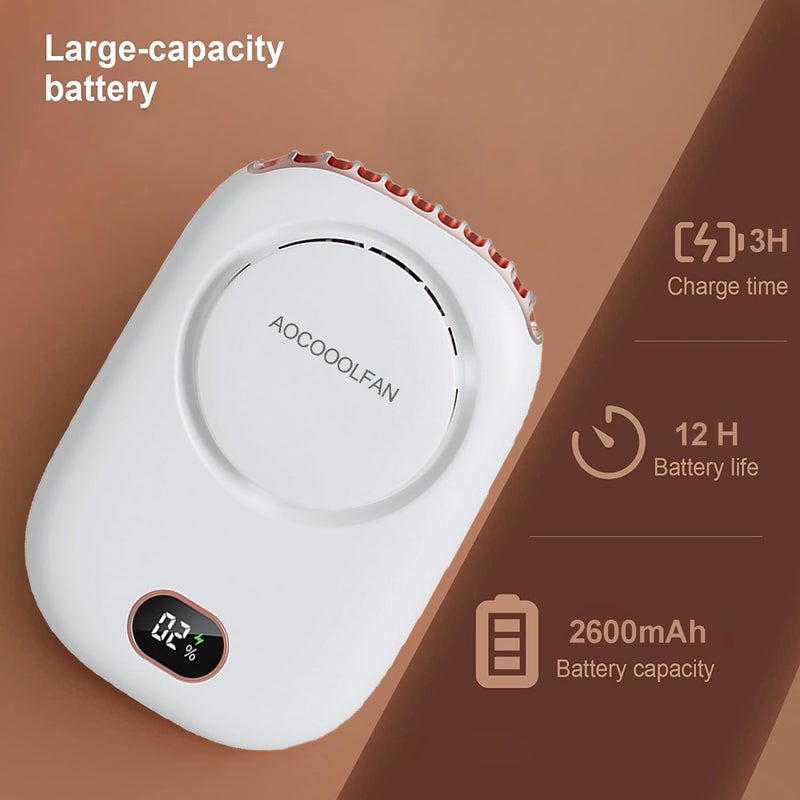AOCOOLFAN Portable Neck Fan, Handheld Mini Fan Small Personal Fan, Hand Held Fan USB Rechargeable Eyelash Fan for Kids Girls Boys Woman Man Home Outdoor Travel (White) - Image 3