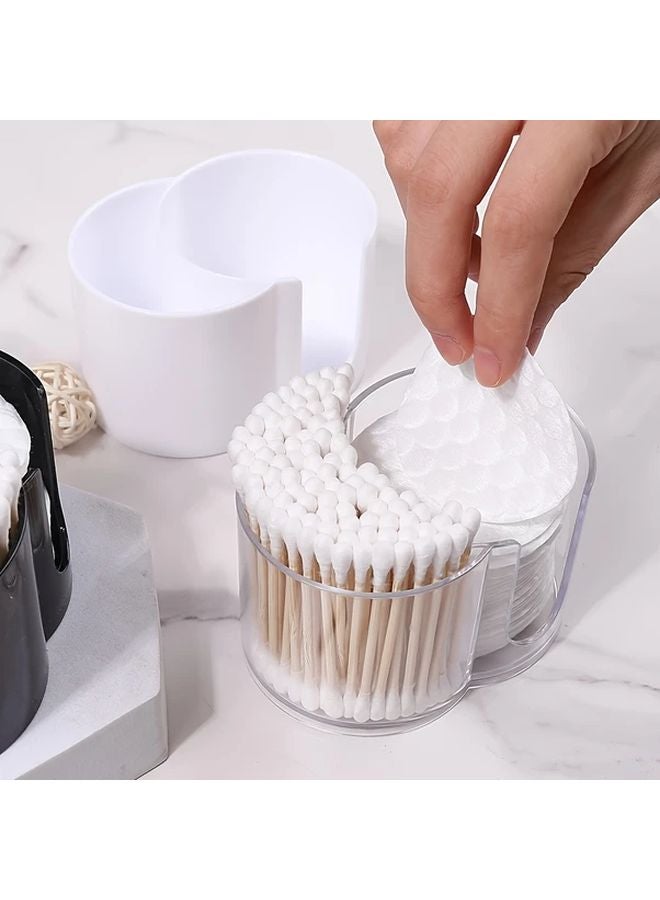 Transparent 2 In 1 Dual Compartment Round Cosmetic Organizer With Lid Portable Makeup Box - Image 4