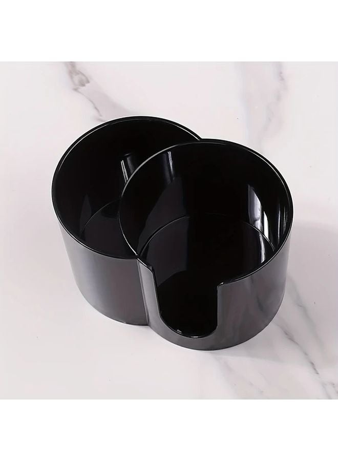 Transparent 2 In 1 Dual Compartment Round Cosmetic Organizer With Lid Portable Makeup Box - Image 5