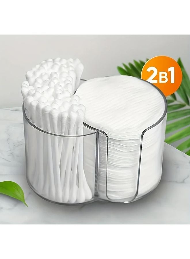 Transparent 2 In 1 Dual Compartment Round Cosmetic Organizer With Lid Portable Makeup Box - Image 1