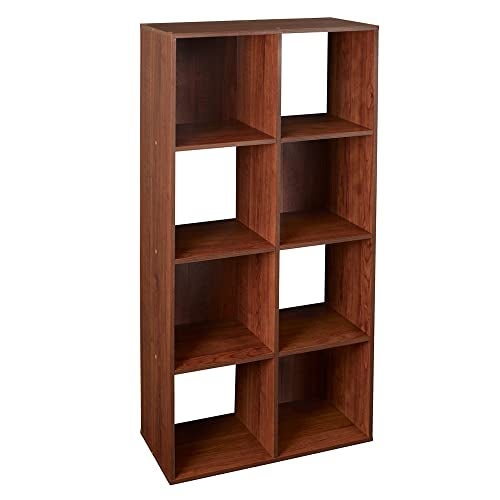 ClosetMaid Cubeicals 8 Cube Storage Shelf Organizer Bookshelf Stackable Vertical or Horizontal Easy Assembly Wood Dark Cherry Finish