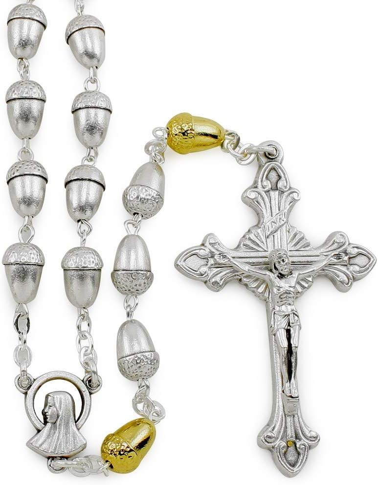 RosaryMart Rosary Silver Gold Acorn Beads Our Lady of Lourdes - Image 3