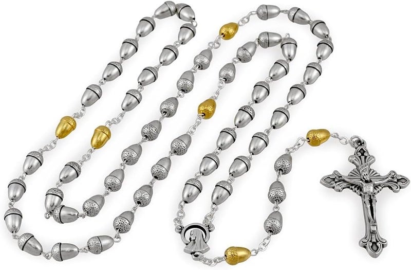 RosaryMart Rosary Silver Gold Acorn Beads Our Lady of Lourdes - Image 2