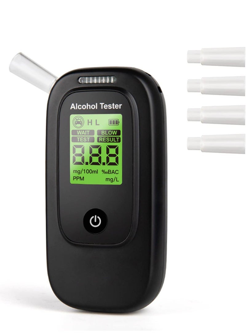 Breathalyzer Portable Tester, Professional Grade Accuracy Breath Tester with 4 Mouthpieces LCD Digital Display for Personal Professional Use - Image 1