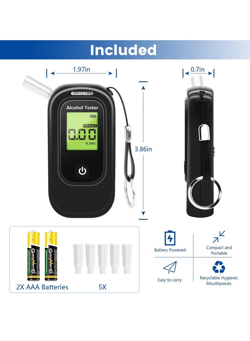 Breathalyzer Portable Tester, Professional Grade Accuracy Breath Tester with 4 Mouthpieces LCD Digital Display for Personal Professional Use - Image 5