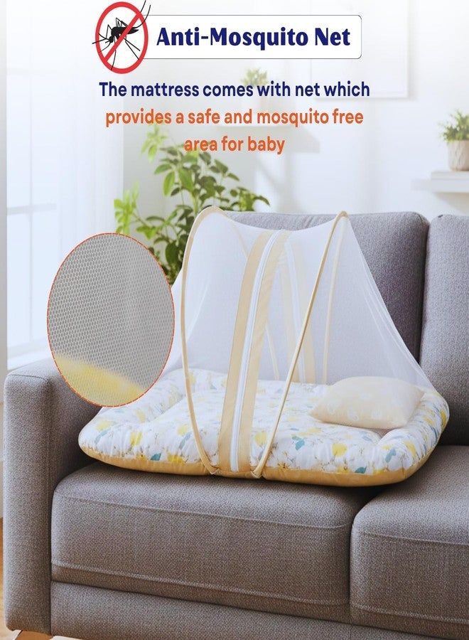 Toddylon Baby Bedding Set for New Born | Cotton Baby Bed with Mosquito Net, Carry Bag | Infant Carry Bed (0–6 Months, Orange Lemon) - Image 5