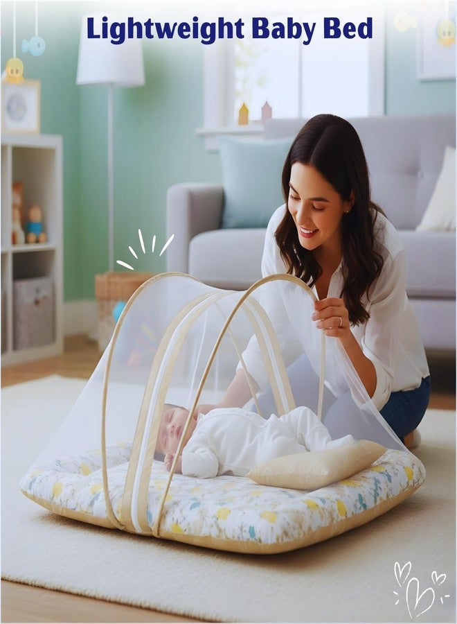 Toddylon Baby Bedding Set for New Born | Cotton Baby Bed with Mosquito Net, Carry Bag | Infant Carry Bed (0–6 Months, Orange Lemon) - Image 3