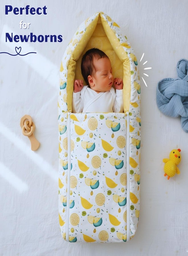 Toddylon Baby Bedding Set for New Born | Cotton Baby Bed with Mosquito Net, Carry Bag | Infant Carry Bed (0–6 Months, Orange Lemon) - Image 2