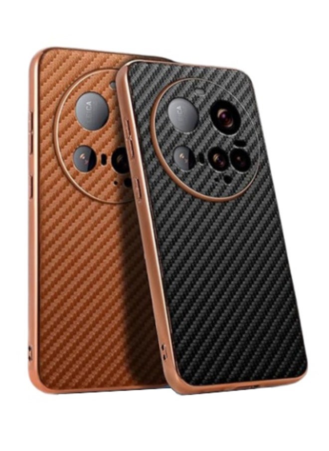 Generic Plated frame carbon fiber texture all inclusive protective cover suitable for Xiaomi 15 Ultra phone case  - Image 3