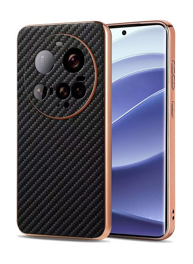 Generic Plated frame carbon fiber texture all inclusive protective cover suitable for Xiaomi 15 Ultra phone case  - Image 1
