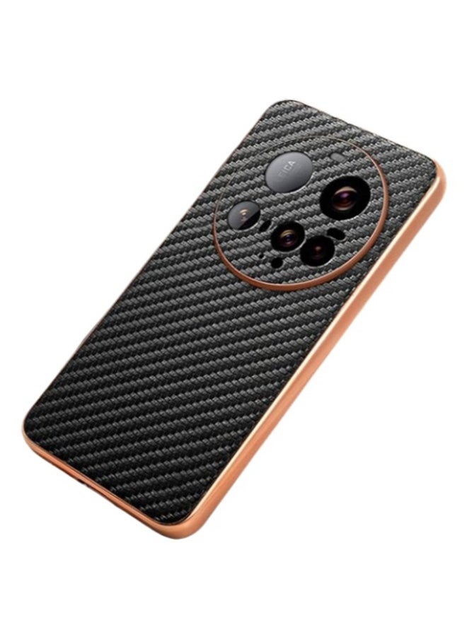 Generic Plated frame carbon fiber texture all inclusive protective cover suitable for Xiaomi 15 Ultra phone case  - Image 4