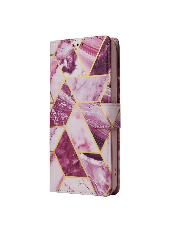 زبون جراب لهاتف iPhone 13 Pro مصنوع من جلد البولي يوريثان مع خياطة برونزية رخامية مع حامل وفتحات للبطاقات ومحفظة وإطار للصور - Image 2