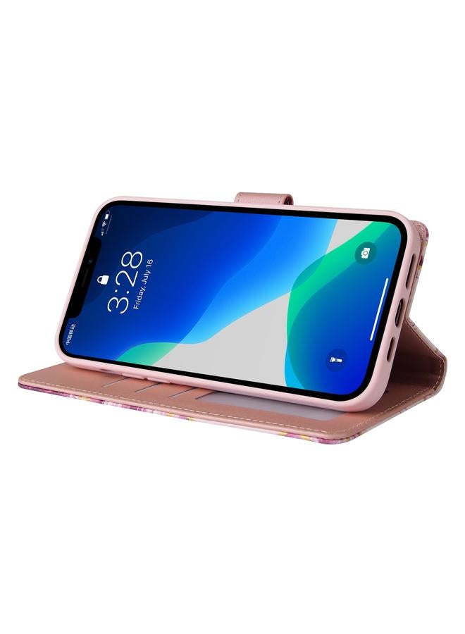 زبون جراب لهاتف iPhone 13 Pro مصنوع من جلد البولي يوريثان مع خياطة برونزية رخامية مع حامل وفتحات للبطاقات ومحفظة وإطار للصور - Image 5