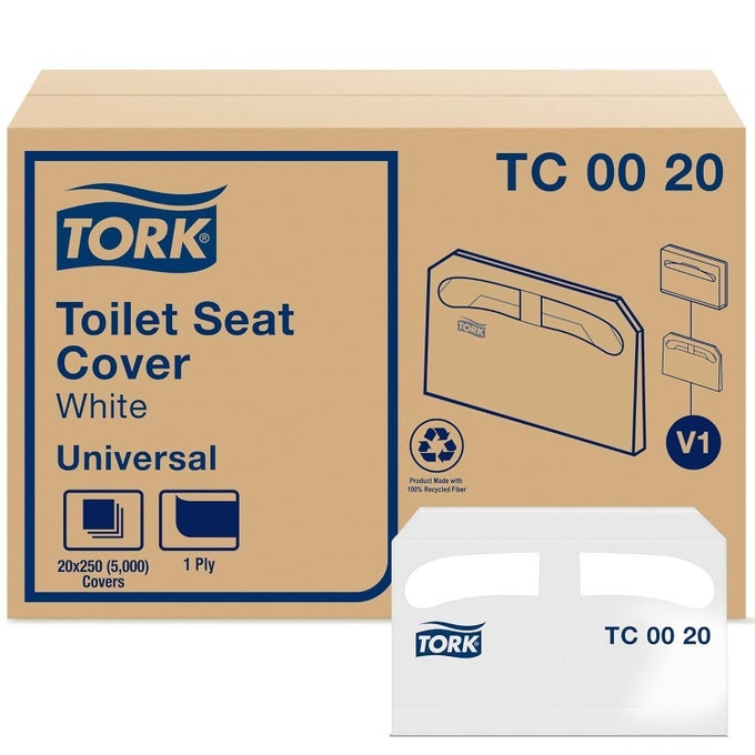 TOILET SEAT COVER WHITE V1 UNIVERSAL 12 FOLD 20 X 250 COVERS TC0020