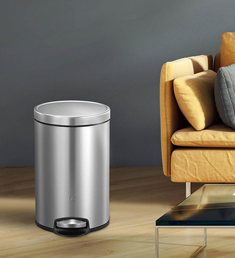 Obsessions Obsessions Fingerprint Resistant Round Step Dustbin with Liner 8 Litre Metallic  - Image 1