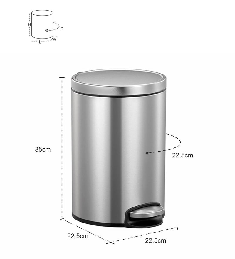 Obsessions Obsessions Fingerprint Resistant Round Step Dustbin with Liner 8 Litre Metallic  - Image 5
