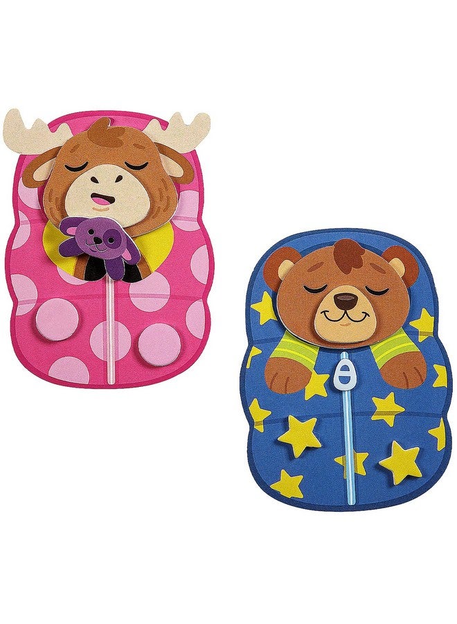 Fun Express 3" x 4" Animals in Sleeping Bag Magnet Foam Craft Kit - Makes 12, Vacation Bible School Supplies - Image 2