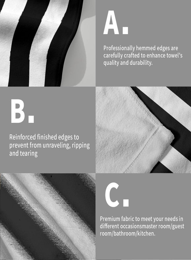 Giwawa Black and White Hand Towels - Classic Black and White Striped Towels Modern Simple Bath Towels Absorbent Microfiber Fingertip Towels for Bathroom Kitchen Gym 14 x 28 Inch, Set of 2 - Image 3