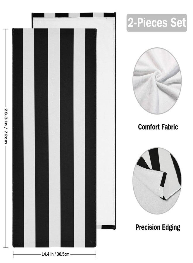 Giwawa Black and White Hand Towels - Classic Black and White Striped Towels Modern Simple Bath Towels Absorbent Microfiber Fingertip Towels for Bathroom Kitchen Gym 14 x 28 Inch, Set of 2 - Image 2