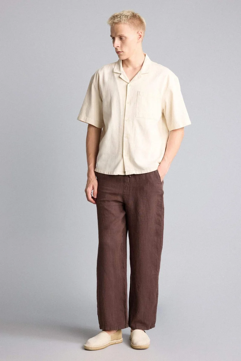 Defacto  Wide Leg 100% Linen Trousers for Men | Best Price UAE