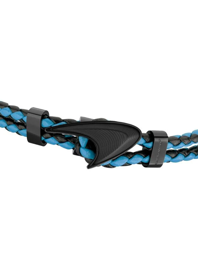 مكلارين Afiliet Leather Sky Blue and Black Bracelet for Men (Small)