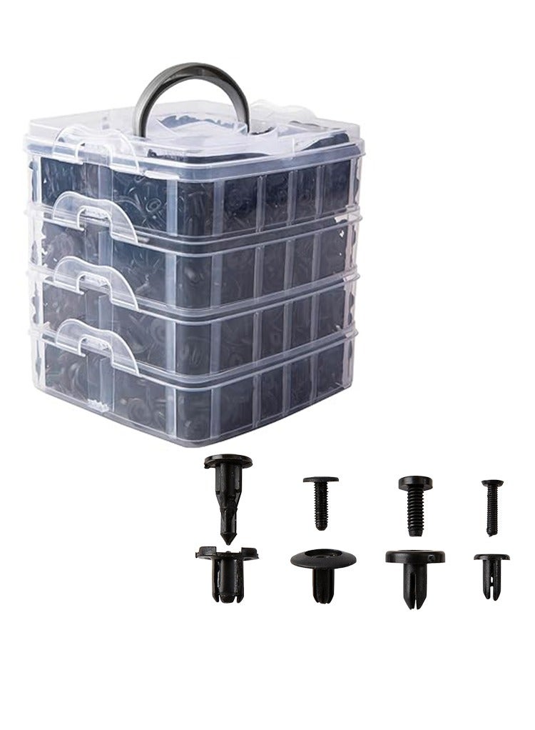 MR.SMART Mr Smart Car Trim Clip Retainer Assortment Kit, Black Plastic Push Rivets, 4-Layer Storage Box - Image 1