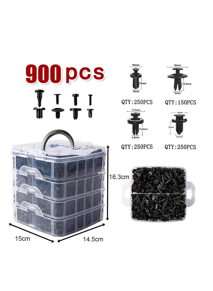 MR.SMART Mr Smart Car Trim Clip Retainer Assortment Kit, Black Plastic Push Rivets, 4-Layer Storage Box - Image 3