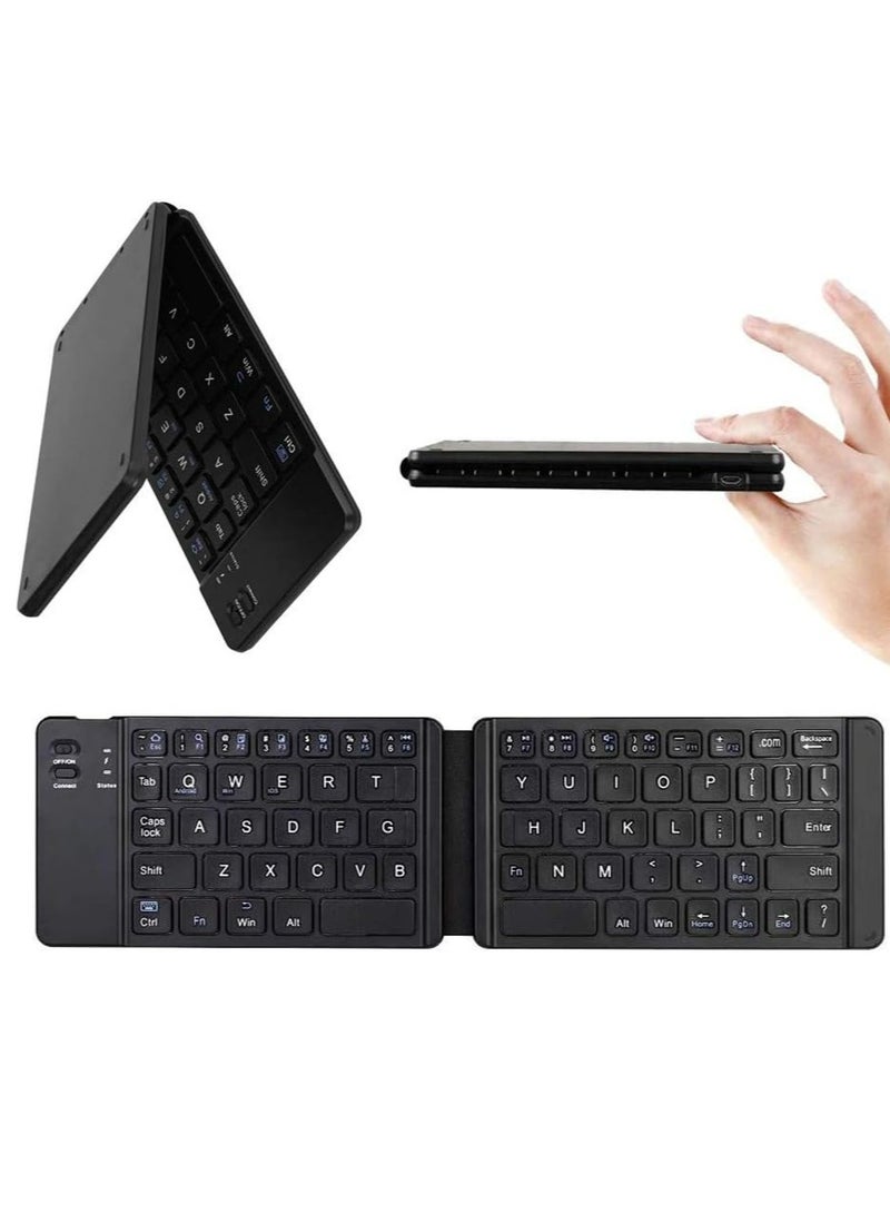 DUSALA Foldable Bluetooth Keyboard - Ultra Slim Wireless Portable Keyboard with Rechargeable Battery, Full-Size Layout, Compatible with iOS, Android, Windows, Tablets, Smartphones, and Laptops | Slim, Lightweight & Multi-Device - Image 1
