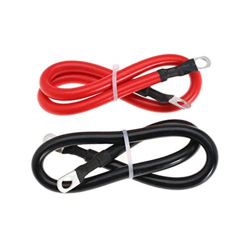 TUELETFU كابل بطارية 4 AWG كابل نحاسي نقي مع لقم 3/8 بوصة في كلا الطرفين مجموعة أسلاك العاكس للسيارات والطاقة الشمسية والقوارب والسيارات والدراجات النارية باللونين الأحمر والأسود (2 قدم) - Image 3