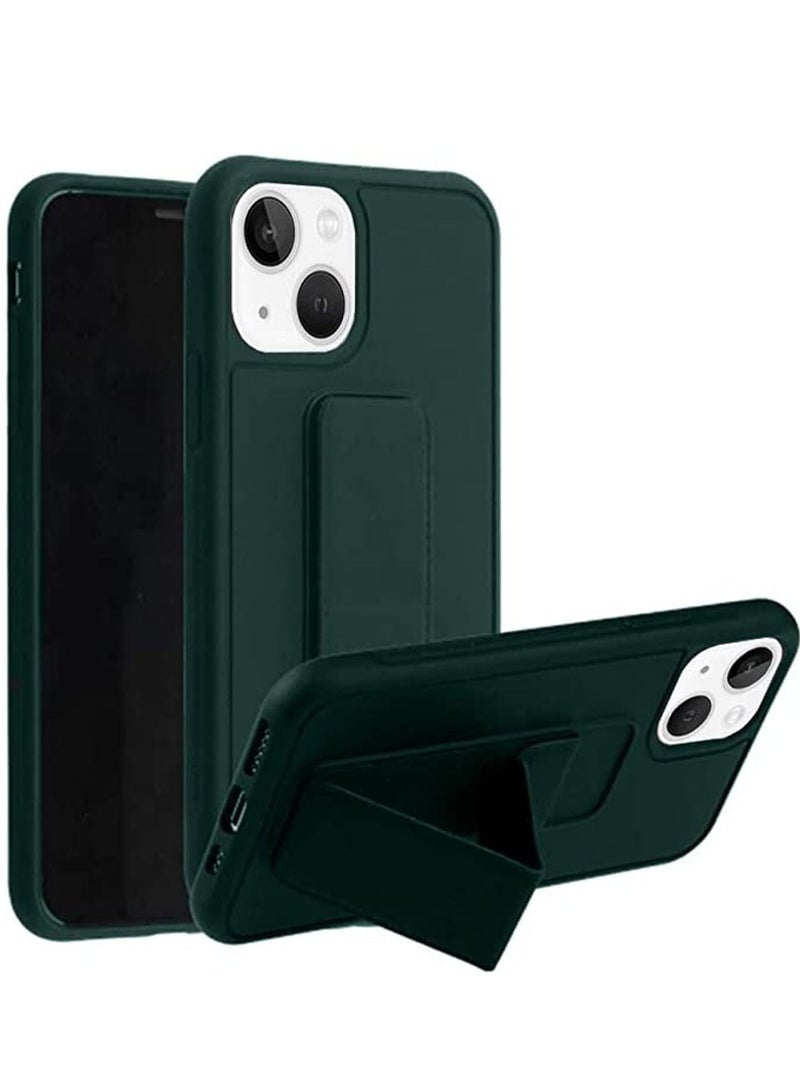 IPhone 14 Pro Max Case with Magnetic Foldable Back Stand and Holder, Cover with Finger Strap and Hand Grip, Magnetic Car Mount Kickstand IPhone 14 Pro Max (Dark Green) - Image 1