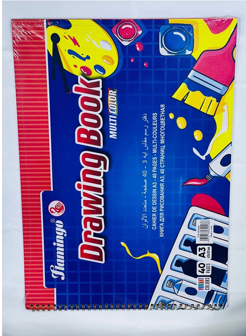 Flamingo A3 Drawing Book Multicolor 40 Pages - Image 1