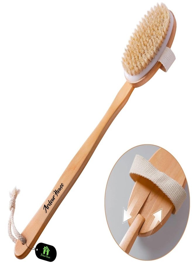 Ardour House Wooden Bath Brush with Detachable Long Handle - Soft & Firm Bristles for Wet & Dry Exfoliation, Lymphatic Massage & Cellulite Care - Deep Cleansing Body Scrubber for Men & Women - Image 1
