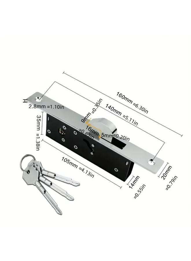 Alumnum Door Lock Straight Tongue Model Heavy Duty For French Sliding Patio Doors - Image 5