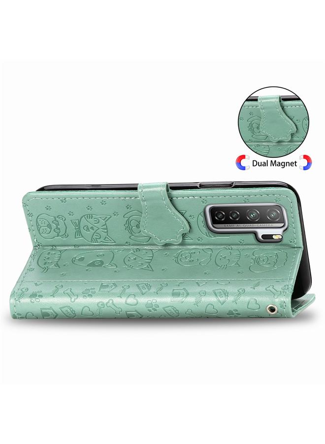 اس-توب جراب لهاتف Huawei Nova 7SE/P40 Lite 5G، جراب جلدي أفقي منقوش عليه قطة وكلب لطيف مع حامل / فتحة بطاقة / محفظة / حبل - Image 4