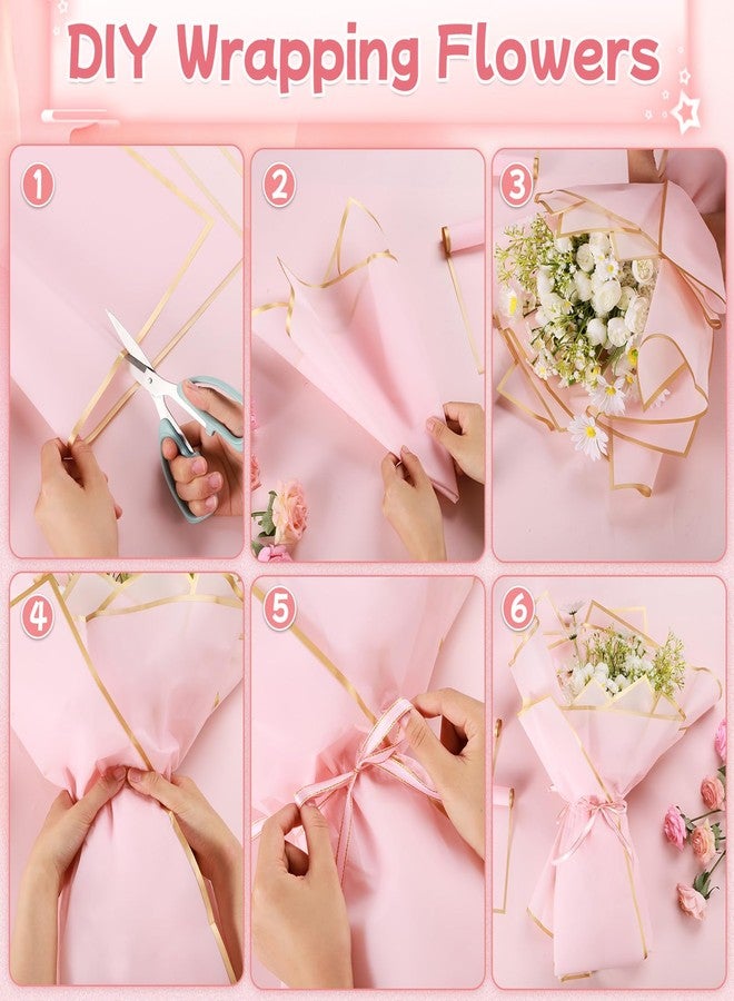woric 93 Pcs Flower Bouquet Wrapping Paper Kits, 20 Sheets Waterproof Floral Wrapping Paper 10 Greeting Cards 12 Butterfly 50 Flower Pins 1 Roll Ribbon for Birthday Party Favor Mothers Day Graduation - Image 3