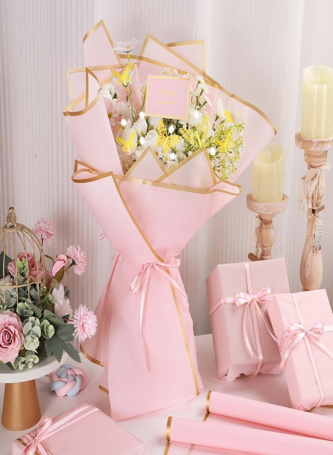 woric 93 Pcs Flower Bouquet Wrapping Paper Kits, 20 Sheets Waterproof Floral Wrapping Paper 10 Greeting Cards 12 Butterfly 50 Flower Pins 1 Roll Ribbon for Birthday Party Favor Mothers Day Graduation - Image 5