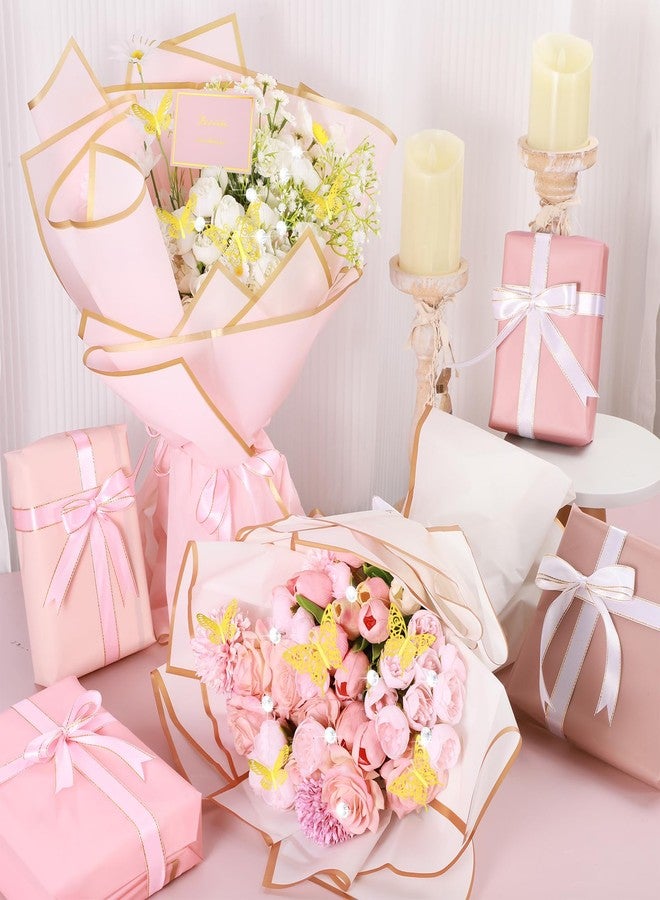 woric 93 Pcs Flower Bouquet Wrapping Paper Kits, 20 Sheets Waterproof Floral Wrapping Paper 10 Greeting Cards 12 Butterfly 50 Flower Pins 1 Roll Ribbon for Birthday Party Favor Mothers Day Graduation - Image 4