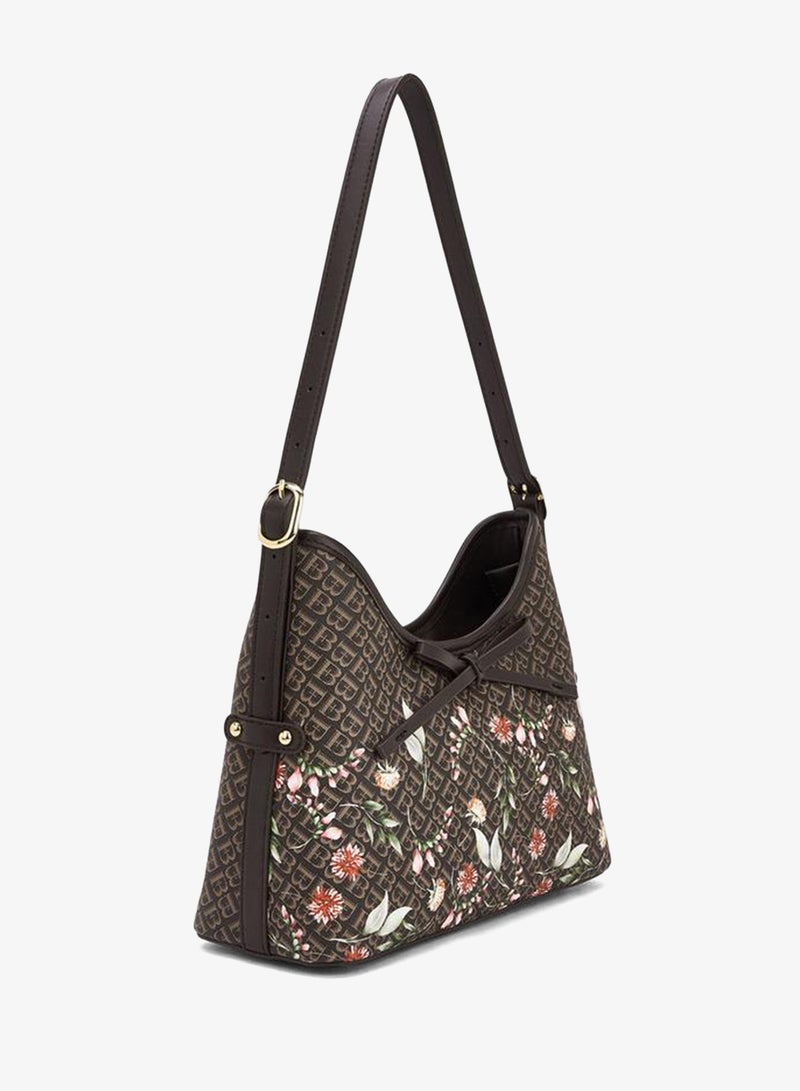 Flora Bella By Shoexpress Flora Bella Monogram Print Shoulder Bag with Adjustable Strap - Image 2