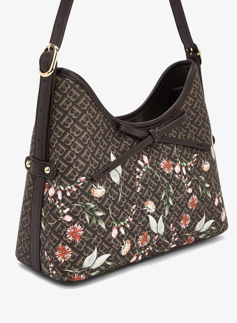 Flora Bella By Shoexpress Flora Bella Monogram Print Shoulder Bag with Adjustable Strap - Image 3